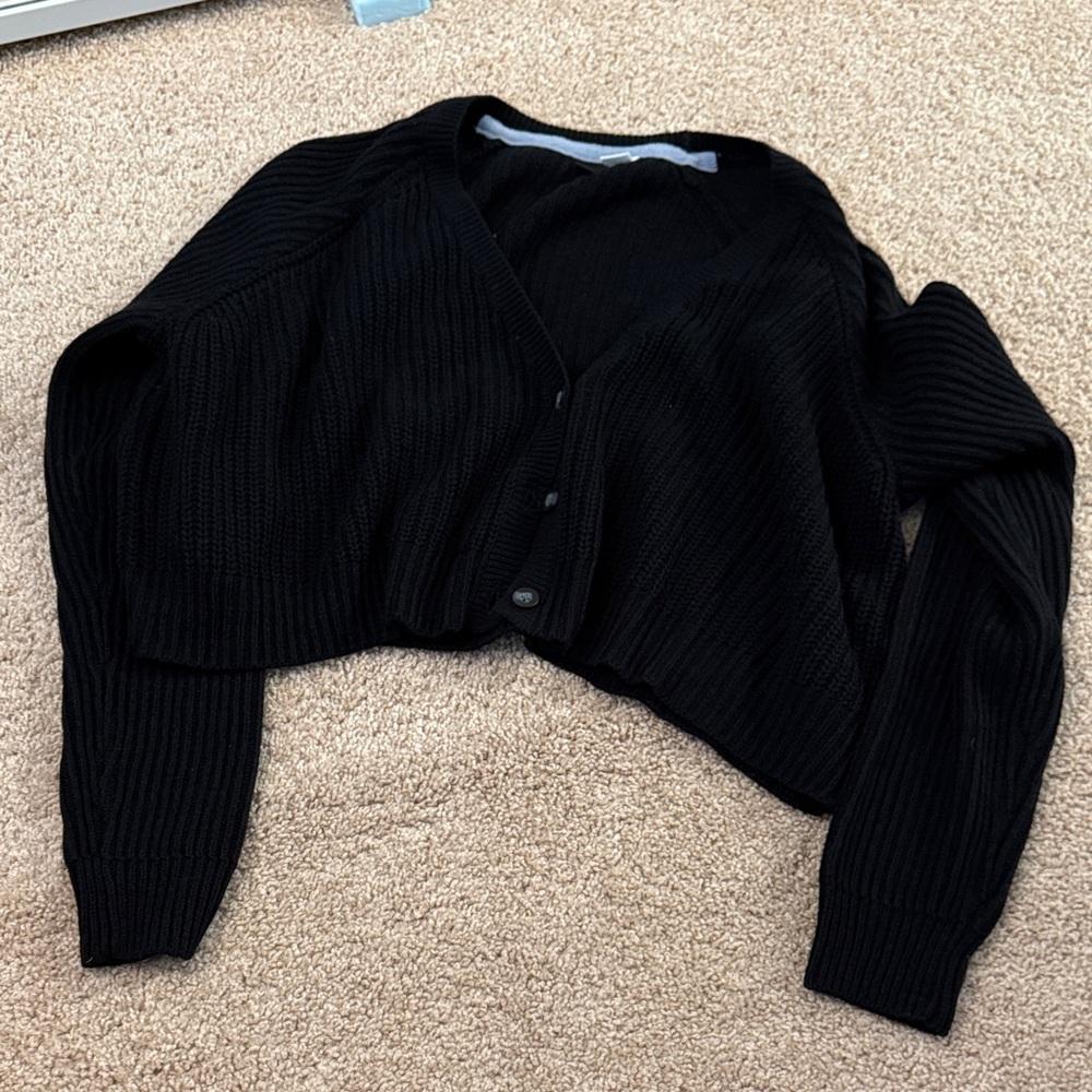 Urban Outfitters Black Ribbed Cardigan new